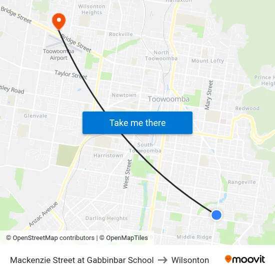 Mackenzie Street at Gabbinbar School to Wilsonton map