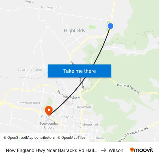 New England Hwy Near Barracks Rd Hail 'N' Ride to Wilsonton map