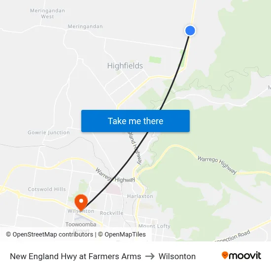 New England Hwy at Farmers Arms to Wilsonton map