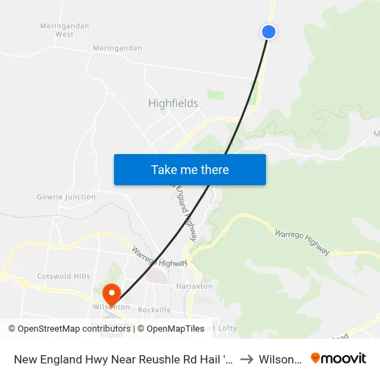 New England Hwy Near Reushle Rd Hail 'N' Ride to Wilsonton map