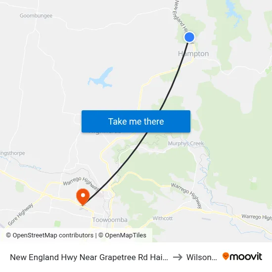 New England Hwy Near Grapetree Rd Hail 'N' Ride to Wilsonton map