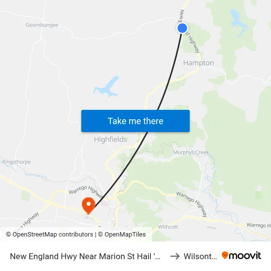 New England Hwy Near Marion St Hail 'N' Ride to Wilsonton map
