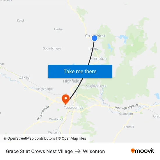 Grace St at Crows Nest Village to Wilsonton map