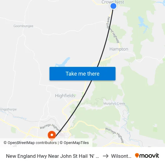 New England Hwy Near John St Hail 'N' Ride to Wilsonton map