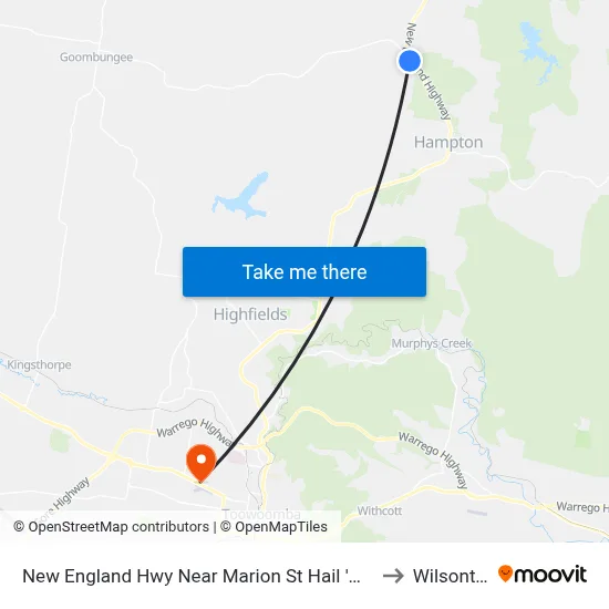 New England Hwy Near Marion St Hail 'N' Ride to Wilsonton map