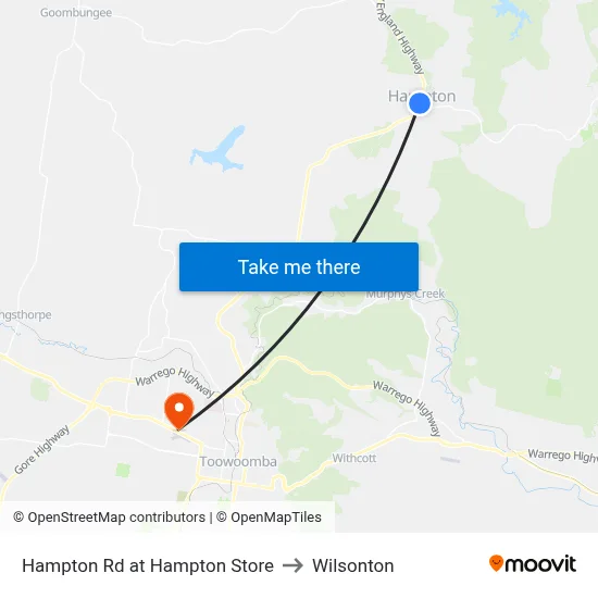 Hampton Rd at Hampton Store to Wilsonton map