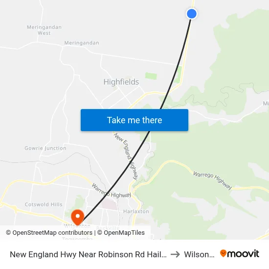 New England Hwy Near Robinson Rd Hail 'N' Ride to Wilsonton map