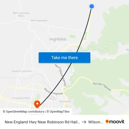 New England Hwy Near Robinson Rd Hail 'N' Ride to Wilsonton map