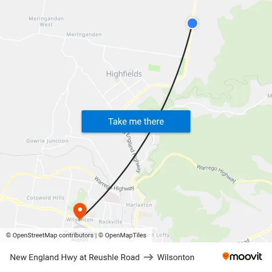 New England Hwy at Reushle Road to Wilsonton map