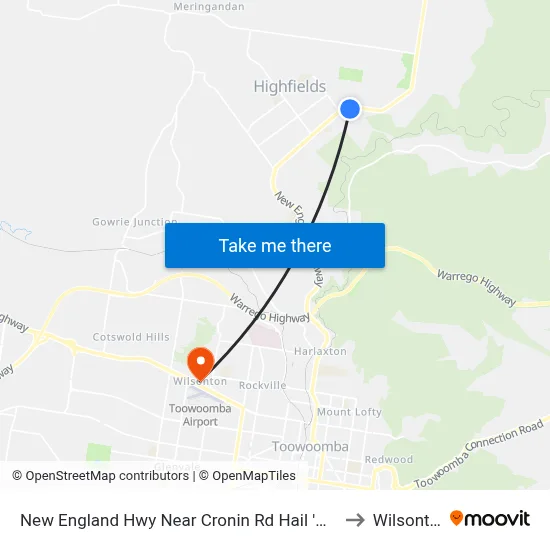 New England Hwy Near Cronin Rd Hail 'N' Ride to Wilsonton map