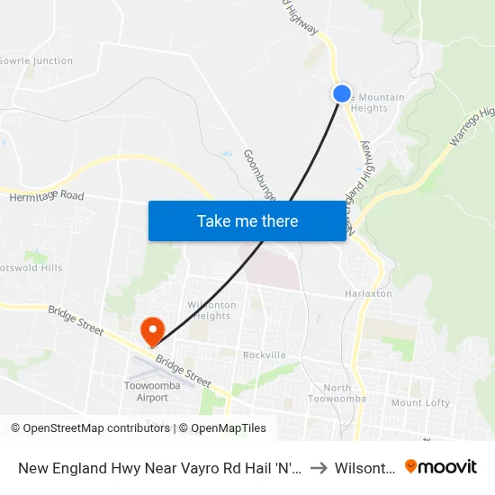 New England Hwy Near Vayro Rd Hail 'N' Ride to Wilsonton map