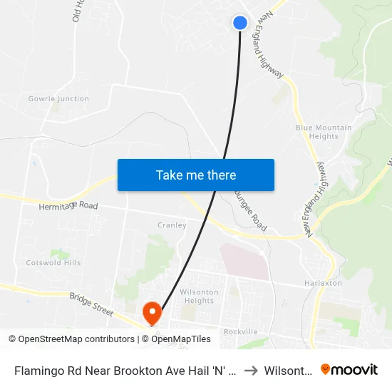 Flamingo Rd Near Brookton Ave Hail 'N' Ride to Wilsonton map
