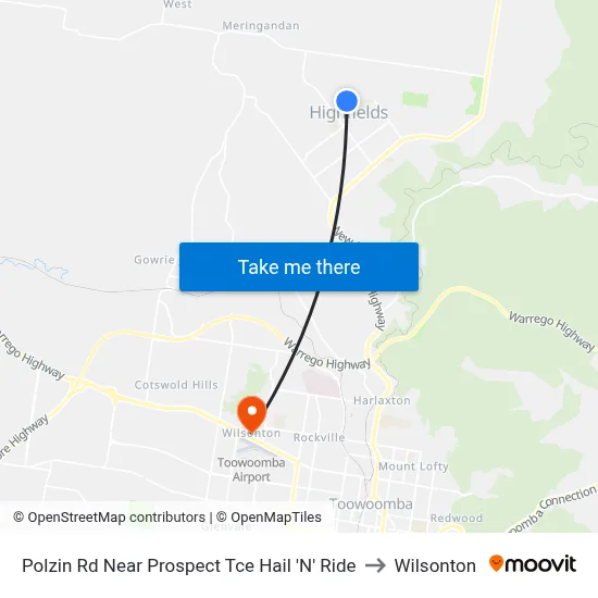 Polzin Rd Near Prospect Tce Hail 'N' Ride to Wilsonton map