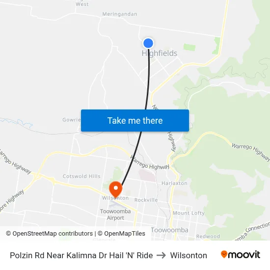 Polzin Rd Near Kalimna Dr Hail 'N' Ride to Wilsonton map