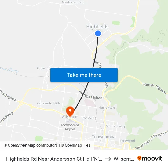 Highfields Rd Near Andersson Ct Hail 'N' Ride to Wilsonton map