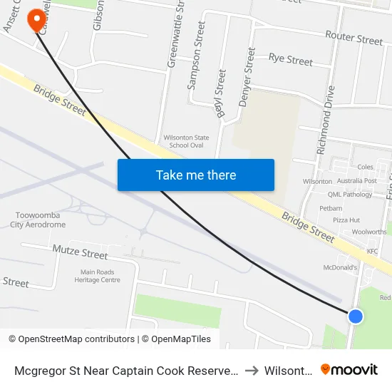Mcgregor St Near Captain Cook Reserve Hnr to Wilsonton map