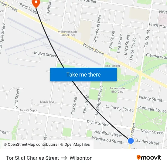Tor St at Charles Street to Wilsonton map