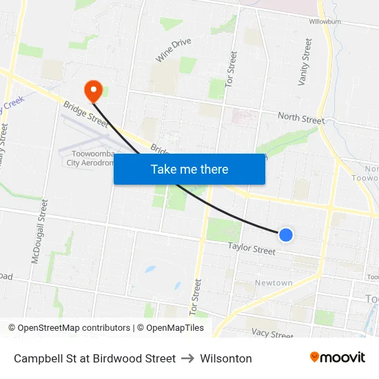 Campbell St at Birdwood Street to Wilsonton map
