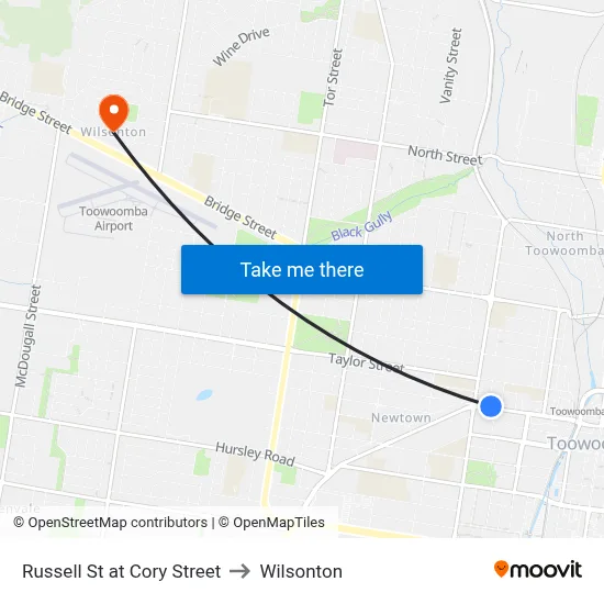 Russell St at Cory Street to Wilsonton map