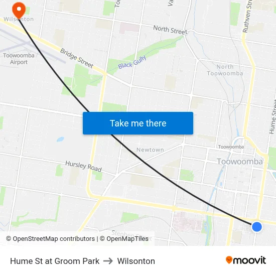 Hume St at Groom Park to Wilsonton map