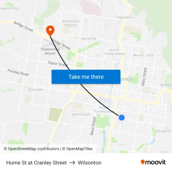 Hume St at Cranley Street to Wilsonton map