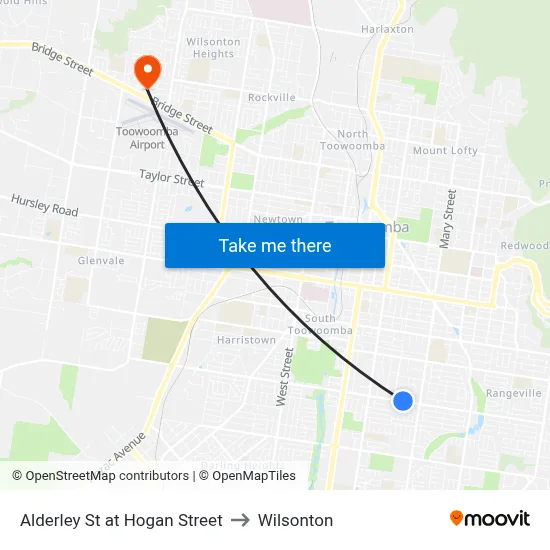 Alderley St at Hogan Street to Wilsonton map