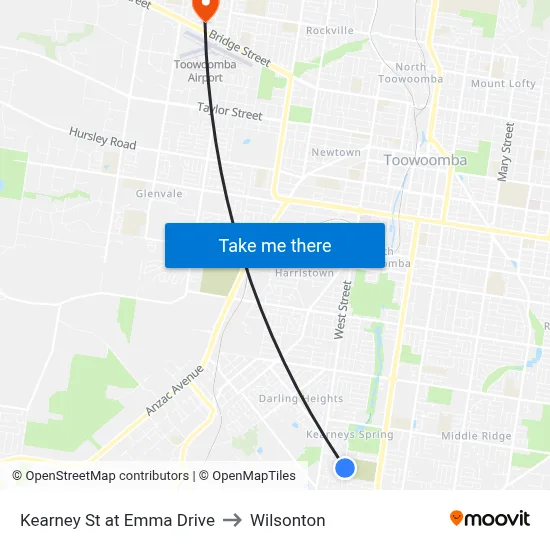 Kearney St at Emma Drive to Wilsonton map
