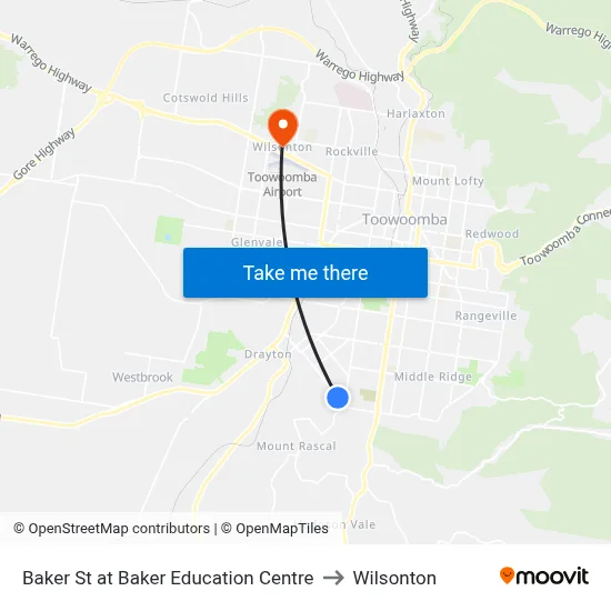 Baker St at Baker Education Centre to Wilsonton map
