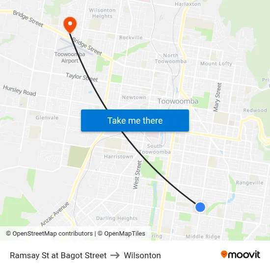 Ramsay St at Bagot Street to Wilsonton map