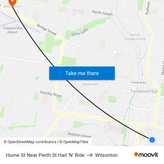 Hume St Near Perth St Hail 'N' Ride to Wilsonton map