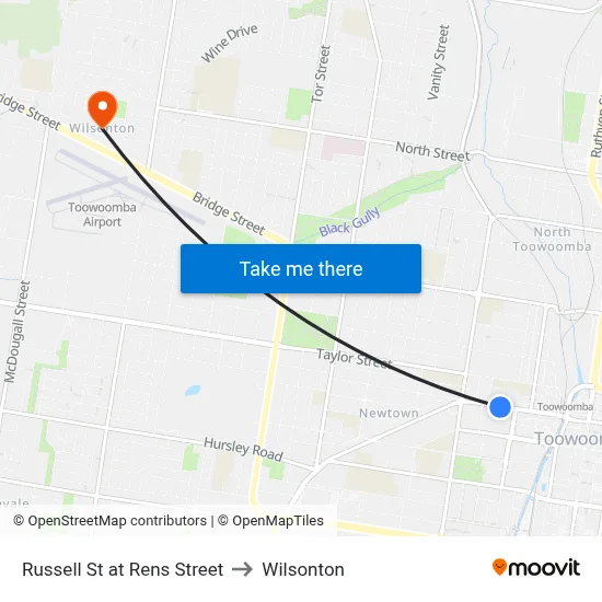 Russell St at Rens Street to Wilsonton map