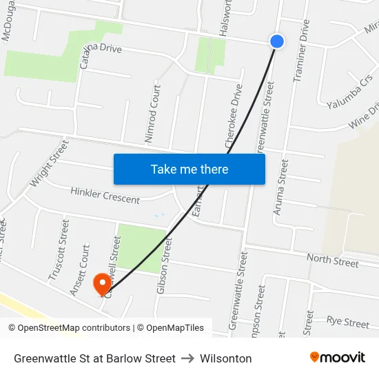 Greenwattle St at Barlow Street to Wilsonton map