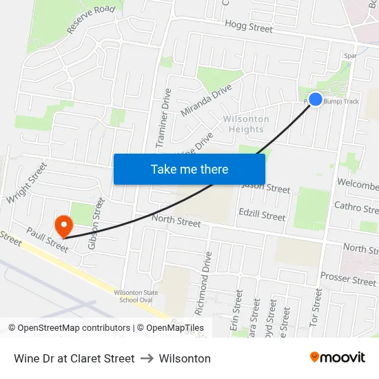 Wine Dr at Claret Street to Wilsonton map
