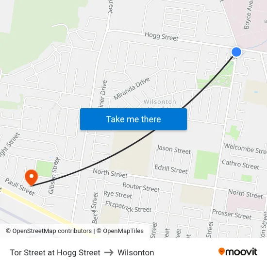 Tor Street at Hogg Street to Wilsonton map
