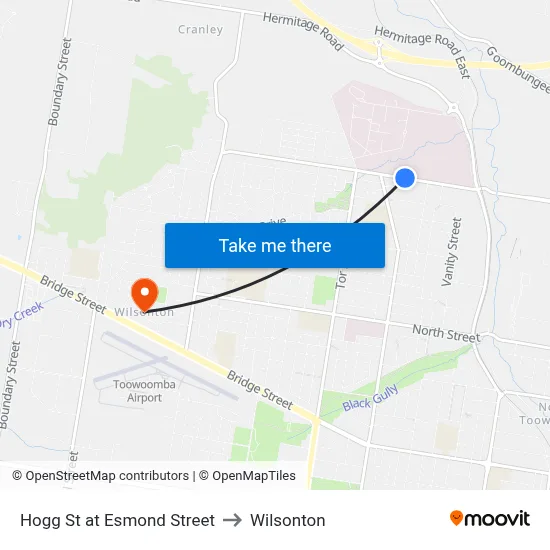 Hogg St at Esmond Street to Wilsonton map