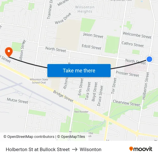 Holberton St at Bullock Street to Wilsonton map