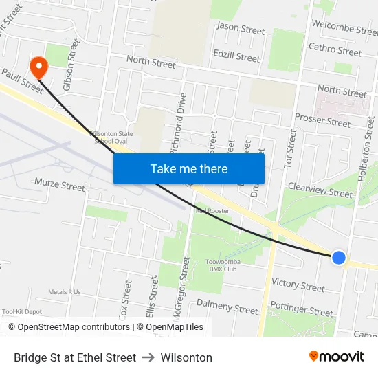 Bridge St at Ethel Street to Wilsonton map