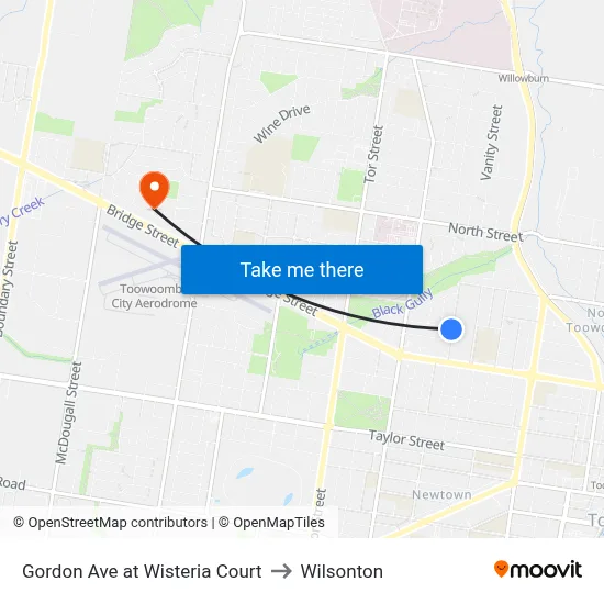 Gordon Ave at Wisteria Court to Wilsonton map