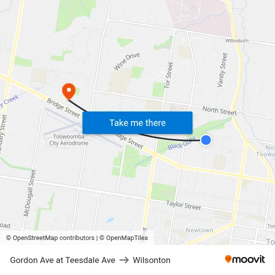 Gordon Ave at Teesdale Ave to Wilsonton map