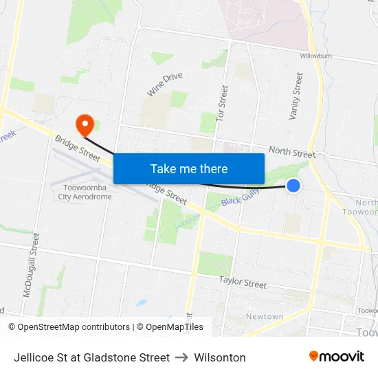 Jellicoe St at Gladstone Street to Wilsonton map