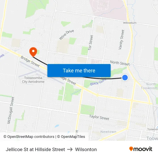 Jellicoe St at Hillside Street to Wilsonton map