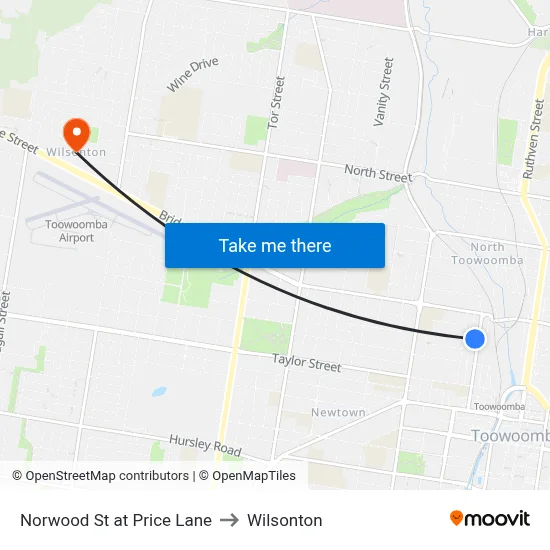 Norwood St at Price Lane to Wilsonton map