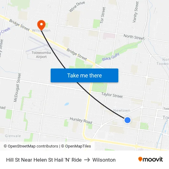 Hill St Near Helen St Hail 'N' Ride to Wilsonton map