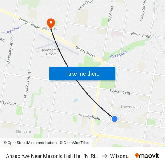 Anzac Ave Near Masonic Hall Hail 'N' Ride to Wilsonton map