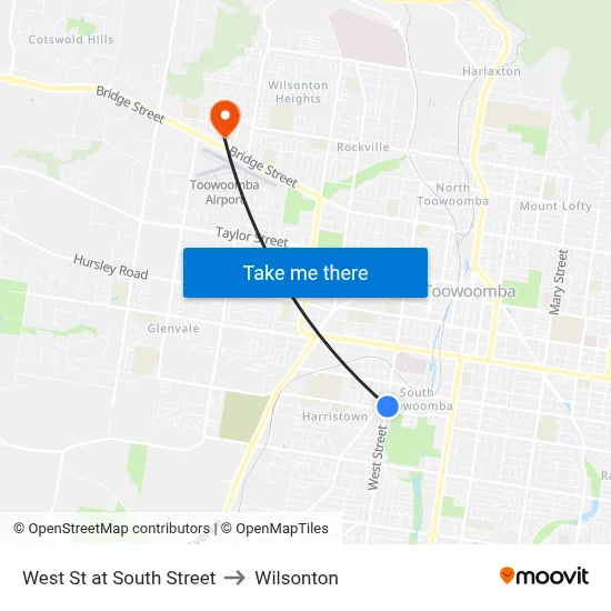 West St at South Street to Wilsonton map