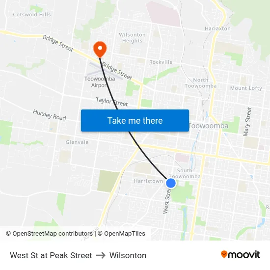 West St at Peak Street to Wilsonton map