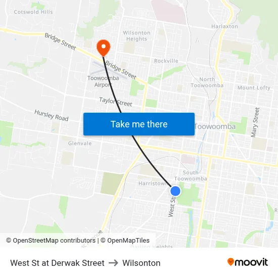 West St at Derwak Street to Wilsonton map