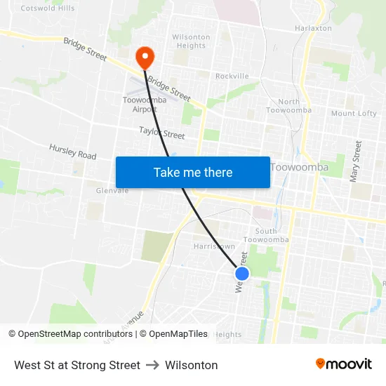 West St at Strong Street to Wilsonton map