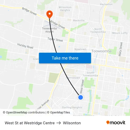 West St at Westridge Centre to Wilsonton map