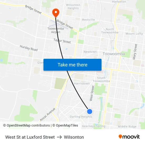West St at Luxford Street to Wilsonton map
